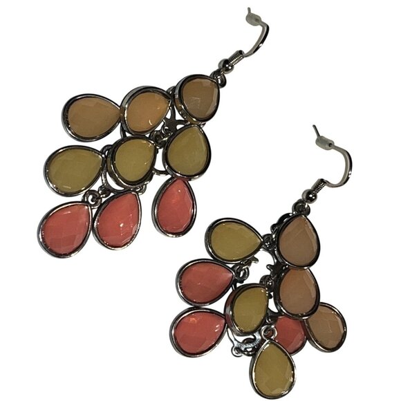 Multicolor Cascading Wired Pierced Earrings Spring Colors Bohemian Retro Dangle - Picture 2 of 10